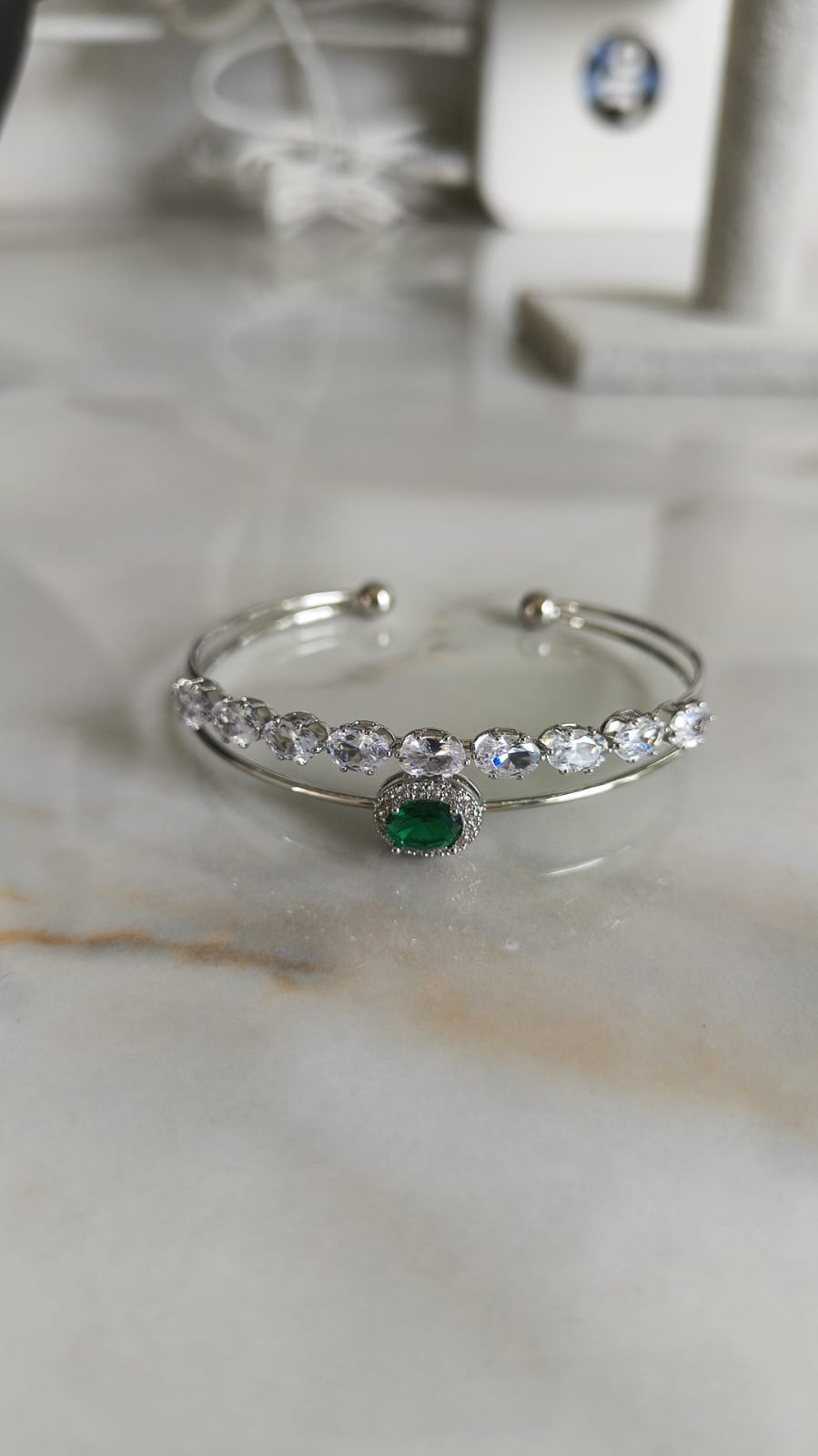 Emerald Halo Crystal Cuff Bracelet test - ENDLESS Fashion Jewellery